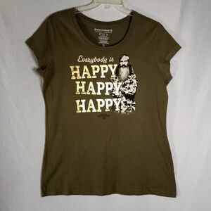 Duck Dynasty Everybody Is Happy Women's Olive Short Sleeve T-Shirt Size 3XL